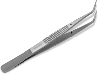 Pinzette gebogen mit Zahnung & F�hrung Edelstahl 13 cm