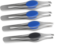 4er Set Zupfpinzetten Edelstahl Haarzupf-Pinzette Augenbrauen Schr�g Spitz Gerade