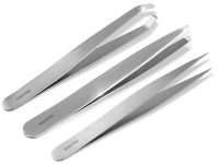 Edelstahl Flachpinzetten Set 3-Teilig Modellbau Hobby-Pinzette Spitz Schr�g Gerade Abgewinkelt