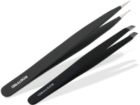 2-Teiliges Kosmetik Pinzetten Set Haarzupf-Pinzette Zupfpinzette Schwarz Spitz Schr�g