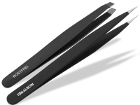 2-Teiliges Pinzetten Set Modellbau Feinmechaniker Schwarz Spitz Schr�g