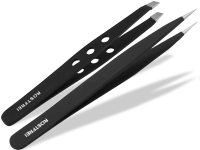 schwarzes Zupfpinzetten Set Schr�g und Spitz
