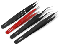 4er Set Haarzupf-Pinzette Zupfpinzette Rot Schwarz Spitz