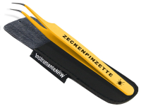 Profi Zeckenpinzette Zeckenzange Edelstahl Zecken-Entferner Gelb f�r Hunde Katzen - Rostfrei - Pinzette mit Etui 11,5 cm
