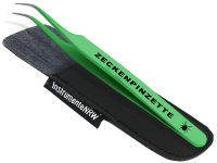 Zeckenentferner Zeckenpinzette Zeckenzange Pinzette Grn fr Hunde Katzen Menschen rostfreier Qualittsstahl mit Etui 11,5 cm