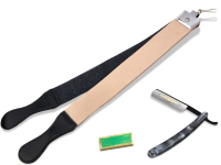 Premium Nassrasur Set mit Doppellederriemen 3 teilig