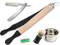 Rasur Set mit Solinger Schleifpaste+Riemen+Schale+Messer 5 teili