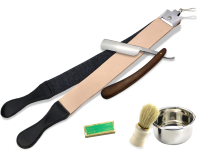 Grosses Rasur Set mit Schleifpaste aus Solingen+Rasurschale und