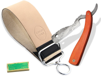 Rasur Set Damast Edel Hartholz mit Puma Schleifpaste 3 teilig