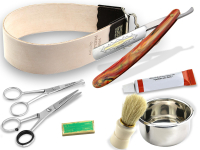 8-Teiliges Rasier Set - Rasiermesser + Streichriemen Solingen + Bartschere + Rasierschale + Zubeh�r