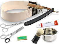 Rasiermesser Set 8-Teilig mit Abziehleder und Schrf-Paste Solingen