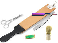 Rasiermesser Set 5-Teilig Rasiermesser + Bartschere + Streichriemen + Schleif-Paste + Pinsel