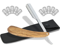 Rasiermesser Set Rasierer Holzgriff mit 30 Rasierklingen und Etui