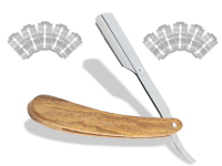 Rasiermesser Set Herren Holzgriff und Wechselklinge mit 30 Rasierklingen Doppelklingen