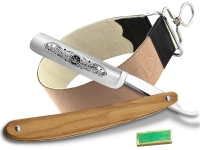 Rasiermesser-Set Solinger Rasiermesser Profi Qualit�t f�r eine sanfte Rasur - Premium Rasiermesser  Germany Olivenholz mit Streichriemen und Paste zur optmalen Nassrasur