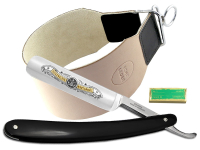 Rasiermesser Set mit Bartpflege Messer Schleifpaste aus Solingen und Extra breitem Abziehleder Streichriemen von InstrumenteNRW mit Sitz in Deutschland ein Rasier-Set f�r M�nner Herren zur Nassrasur