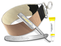 Edelstahl Rasiermesser Set mit Goldätzung + Schleifpaste Solingen + Streichriemen Edelstahl Rasiermesser Set mit Goldätzung + Schleifpaste Solingen + Streichriemen