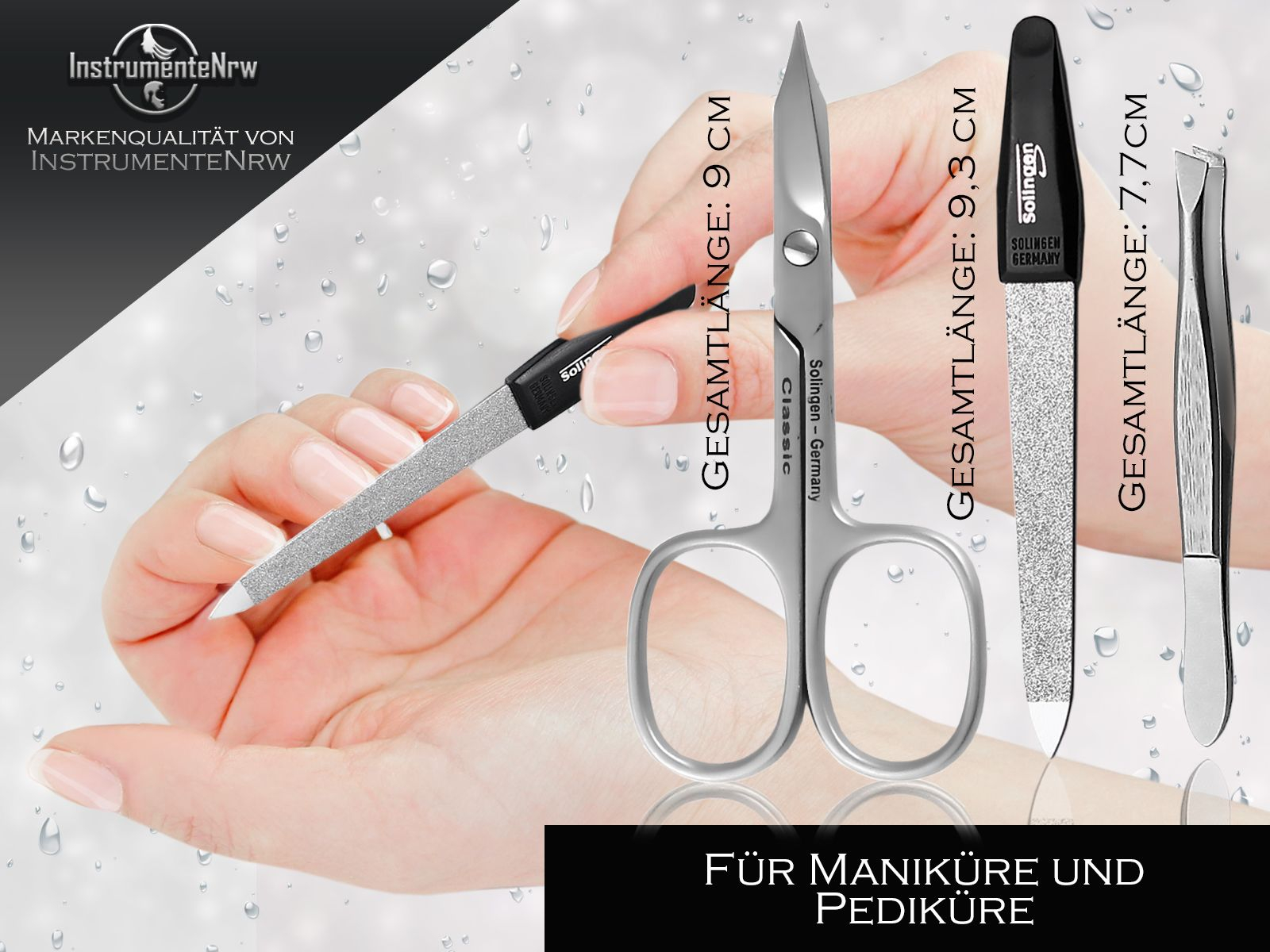 Maniküre Set aus Solingen 3-Teilges Nagelpflegeset im Echt Leder Etui  Nagelschere, Pinzette und Nagelfeile Hand- und Fußpflege Komplett Set für  Damen und Herren 81352669