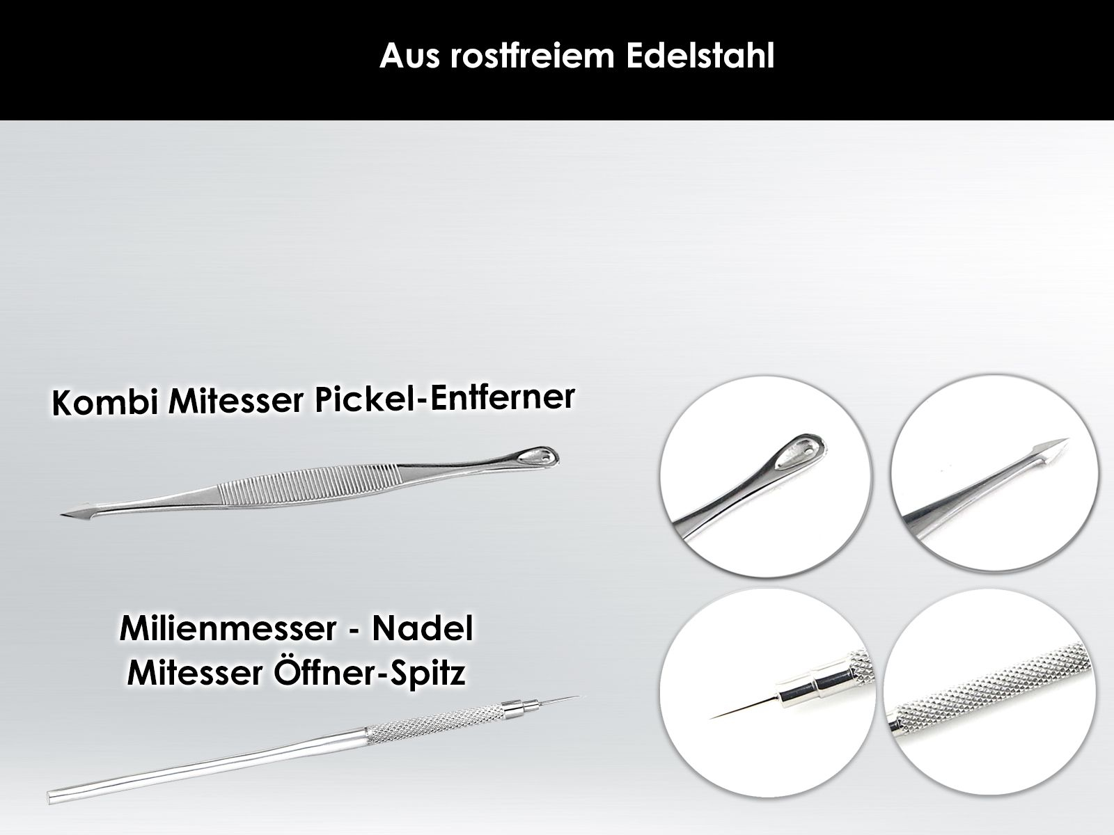 Profi Komedonenquetscher Set Set Rostfrei Teilig Edelstahl 80549049 8 Mitesser Entferner