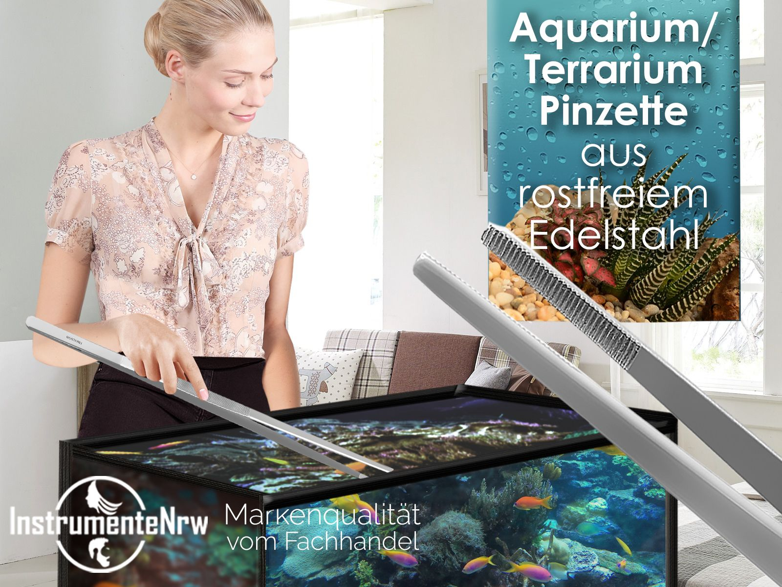Futterpinzette Pinzette gerade 60cm rostfrei Aquarium 80549285