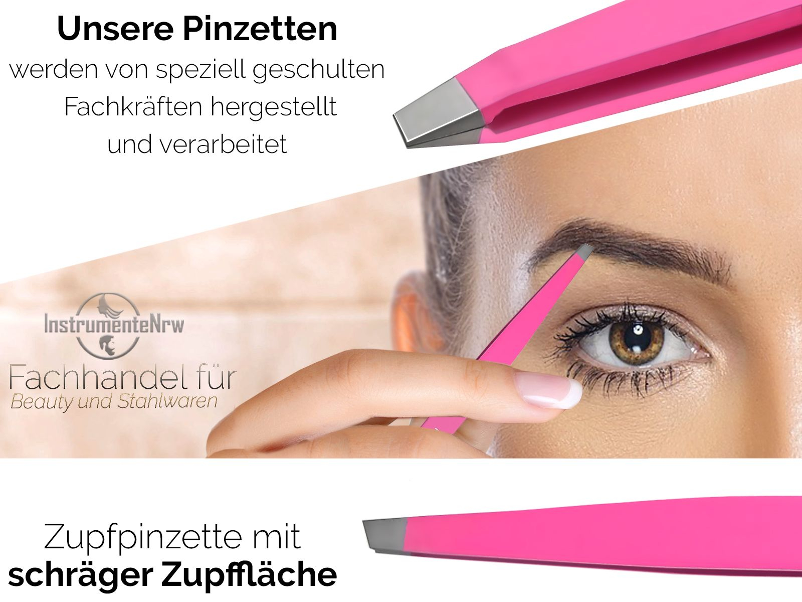 Kosmetik Zupfpinzette Augenbrauen Pinzette Haarpinzette Pink 10 cm - 2 mm  80549355 | Pinzetten