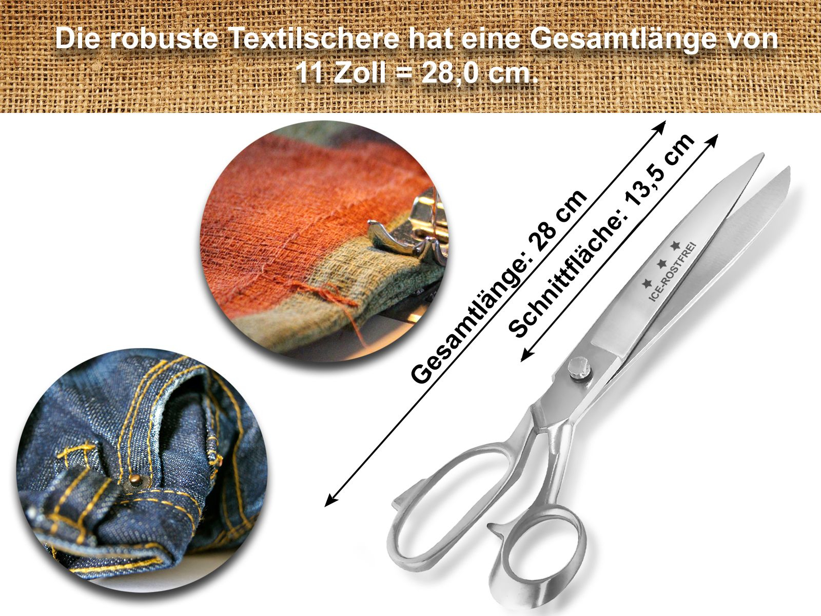 Premium Stoffschere Schneiderschere Handgeschliffene Textilschere 28 cm  Große Schere ICE-Tempered Eisgehärtet 81033797
