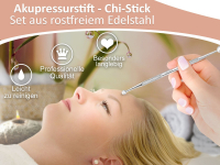 Punktsucher Akupunktur-Stab Akupressurstift Set Massage Stifte Set 6/9 mm und 1/2 mm Reflexzonen Massagestift aus Edelstahl