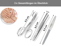 Echt-Leder Manikre Etui mit Solingen Saphir Nagelfeile und Nagelschere Zupfpinzette