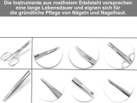 Echt-Leder Manikre Etui mit Solingen Saphir Nagelfeile und Nagelschere Zupfpinzette