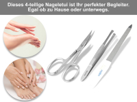 Echt-Leder Manikre Etui mit Solingen Saphir Nagelfeile und Nagelschere Zupfpinzette