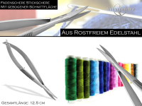Kleine Fadenschere als Nahttrenner oder Stickschere mit Federmechanismus