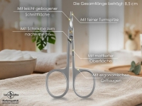 Nagelhautschere Hautschere mit extra feiner Spitze und gebogener Schnittfl�che 8,5 cm - Extra scharfe Nagelschere zum pr�zisen entfernen von Nagelhautresten aus rostfreiem Edelstahl