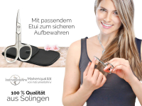 Profi Nagelschere aus Solingen - Premium Qualität mit gebogener Schnittfläche - Extra Scharfe Schneiden inklusive Etui
