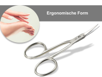 Profi Nagelhautschere Hautschere mit Extra Feiner gebogene Schnittflche Einseitige Mikroverzahnung Manikre Schere zum przisen krzen von Nagelhautresten aus rostfreiem Edelstahl 9 cm