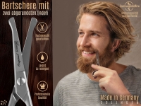 Bartschere aus Solingen mit gebogener Schnittfl�che Haarschere Nasenhaarschere Schnurrbart Schere mit einseitiger Mikroverzahnung aus Rostfreiem Edelstahl f�r die perfekte Bartpflege - Made in Germany