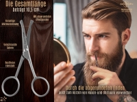Bartschere aus Solingen mit gebogener Schnittfl�che Haarschere Nasenhaarschere Schnurrbart Schere mit einseitiger Mikroverzahnung aus Rostfreiem Edelstahl f�r die perfekte Bartpflege - Made in Germany