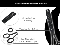 Effilierschere Haarschere 2-Seitig verzahnt 6 Zoll Schwarz Friseurschere zum ausdnnen