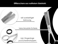 2-Seitig gezahnte Effilierschere Ausdnn-Haarschere 7 Zoll mit Kamm 2-Teilig