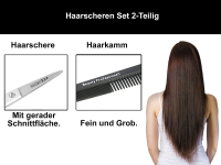 2-Teiliges ERGO Haarscheren Set, 6 Zoll 15.24 cm mit Mikroverzahnung + Haar-Kamm