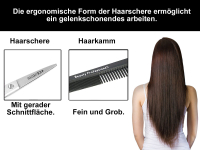 2-Teiliges Set Edelstahl Haarschere ERGO 7 Zoll, 17.78 cm mit Mikroverzahnung + Kamm Rostfrei