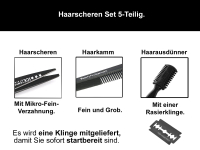 5-Teiliges Haarscheren-Set mit einseitiger Mikroverzahnung 5 + 5.5 + 6 Zoll + Effilier- und Haarkamm