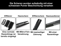 4-Teiliges Friseurscheren Set Effilierschere 2-Seitig mit Kamm aus Solingen