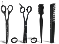 Friseurscheren Set 4-Teilig - Haarschere - Effilierschere 2-Seitig, Kamm, Effilierer