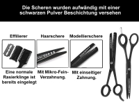 Haarscheren Set Friseurschere Modellierschere Effilierkamm aus Solingen schwarz pulverbeschichtet