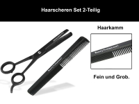 Modellierschere Effilierschere 5.5 Zoll Schwarz mit Kamm