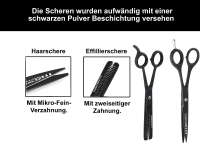 Haarscheren-Set Haarschere mit Mikroverzahnung Effilierschere Ausdnnschere Schwarz Rostfrei