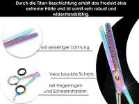 Modellierschere Haarschere 1-Seitig gezahnt Titan-Beschichtung