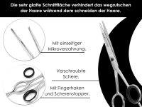 Haarschere Friseurschere Edelstahl Rostfrei mit Etui 17 cm