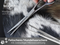 Premium Fellschere Gebogen Haarschere Hundehaarschere 17,5 cm 2er Set mit Etui
