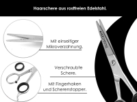 Kleine Friseurschere Haarschere Bartschere mit Mikroverzahnung mit Aufbewahrungs-Etui